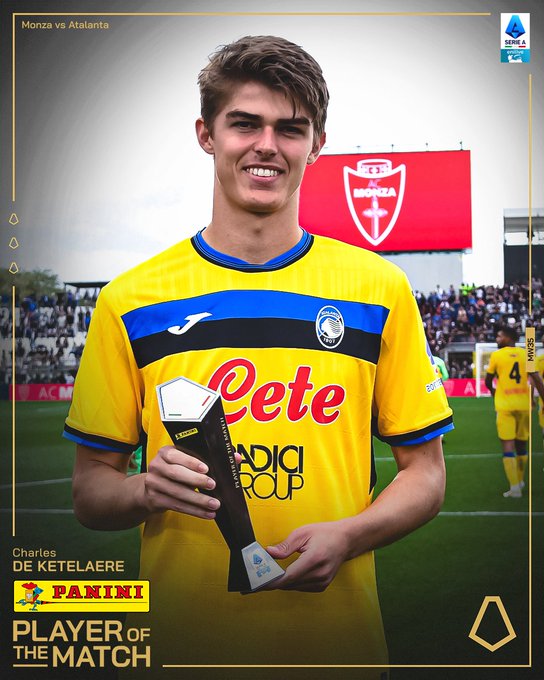 After scoring twice away at Monza Charles De Ketelaere is the official Serie A Man Of The Match! 👏💙🖤