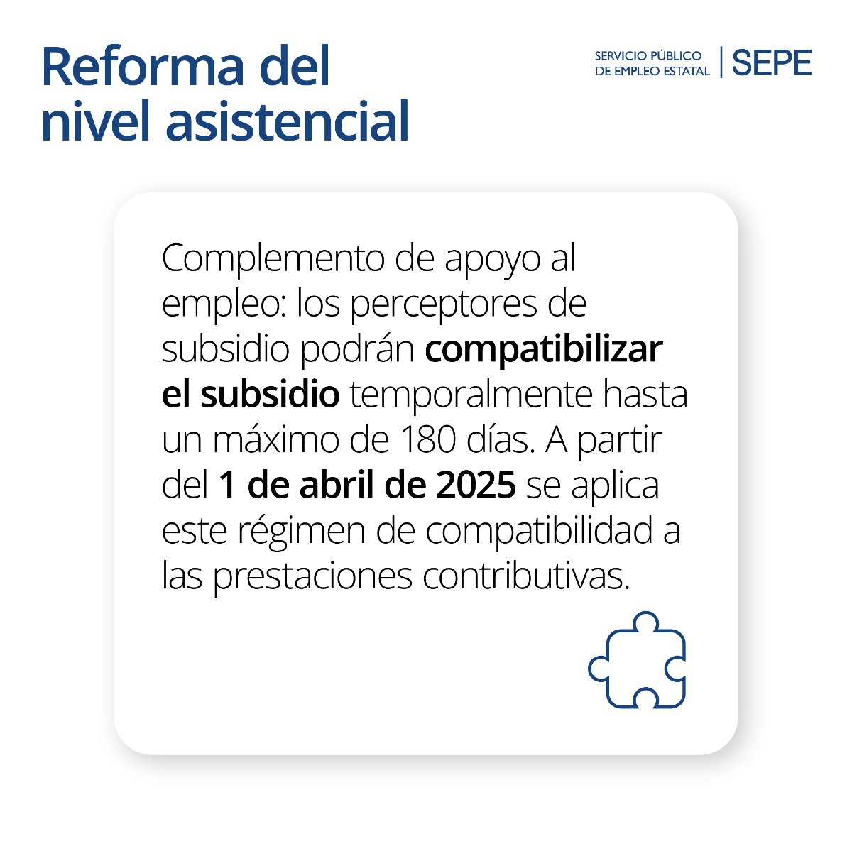 empleo_SEPE's tweet photo. 🆕 En vigor el 'Complemento de apoyo al empleo' #CAE para las prestaciones contributivas

🔹 Si cobras una prestación contributiva, podrás compatibilizar el #CAE con un empleo a jornada completa hasta 180 días si cumples los requisitos.

🔵INFO ➡️ https://t.co/KL0SqXwnRf https://t.co/mSUwRprcQu