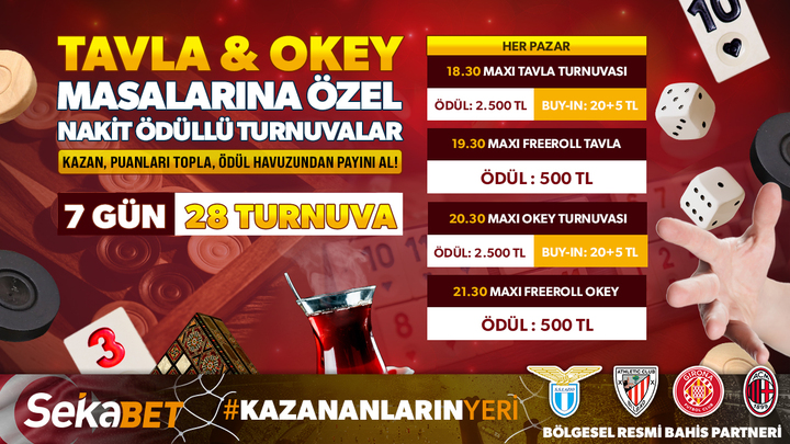 🎲 TAVLA VE OKEY TUTKUNLARI 20.000 TL ÖDÜL İÇİN KIYASIYA MÜCADELE EDİYOR! 

🔈 Sekabet yetenekli tavla ve okey oyuncularını arıyor! 

🎲 Turnuvanın kazananı olmak için hemen oynamaya başla t2m.io/sekabtw724

#KazananlarınYeri