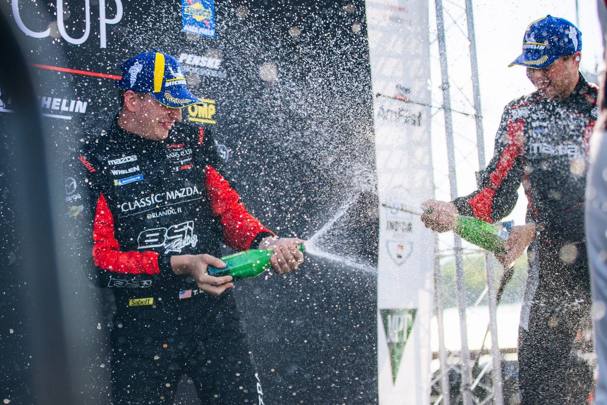 MazdaRacing's tweet image. Race 2 delivered a thrilling finish with a packed battle to the finish line. Tyler Gonzalez took home the victory, sweeping the weekend at Barber. Westin Workman fought his way to second, while Noah Harmon secured his first #MX5Cup career podium in third.

#MazdaMotorsports