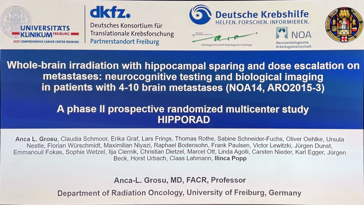 gerryhanna's tweet photo. Next up at #ESTRO25 : Late Breaking Abstracts

German study of hippocampal avoidance and SIB in patients with 4-10 brain mets showed a trend towards cognitive sparing 
 ➡️ First study to show that hippocampus avoidance during WBRT may reduce depression rates https://t.co/9HmTN2xnHN