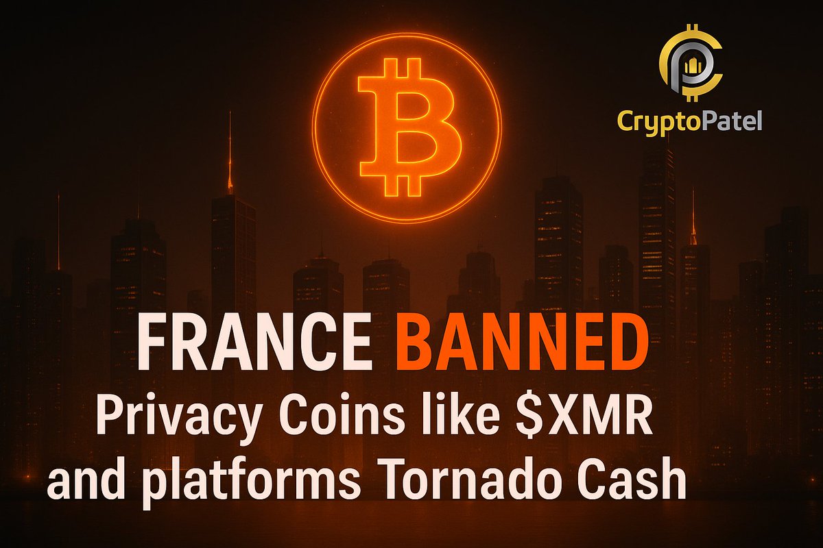 🚨 France just BANNED privacy coins like $XMR and platforms like Tornado  Cash! The war on financial privacy is getting real.