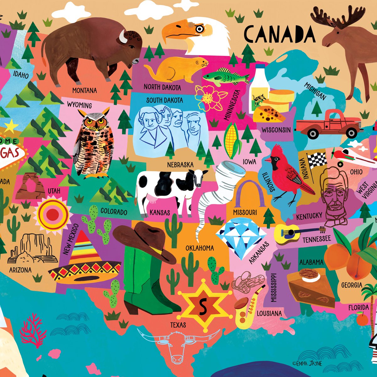 emma_j_designs's tweet image. Didn't get chance to produce any sketchbook drawings yesterday for a personal project, so sharing a map of N.America (section). This piece is for a jigsaw puzzle. 
#mapdrawing #illustrator #kidlitartist #nonfictionillustrator #kidlit #freelanceillustrator