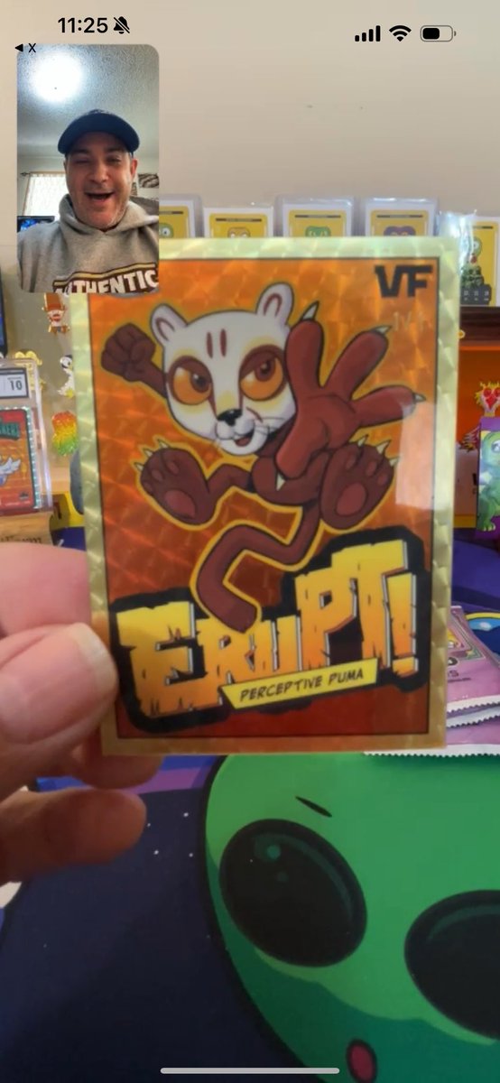 So <a href="/JakeNotFarm/">Snake Jake</a> and <a href="/LadyMandi_Pants/">Mandi Pants</a> just pulled the very first <a href="/veefriends/">VeeFriends</a> <a href="/Topps/">Topps</a> Chrome on stream 1/1 and it is an ERUPT Puma!!!!