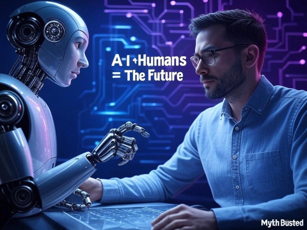 DeepAISolutions's tweet image. “Busting AI Myths: ‘AI will take over all jobs.’ Nope! AI is here to enhance human work, not replace it. It automates tasks, but creativity and strategy? That’s all you. 🤖✨ Got an AI question? Drop it below, and we’ll tackle it next! #AI #MythBuster #Tech”