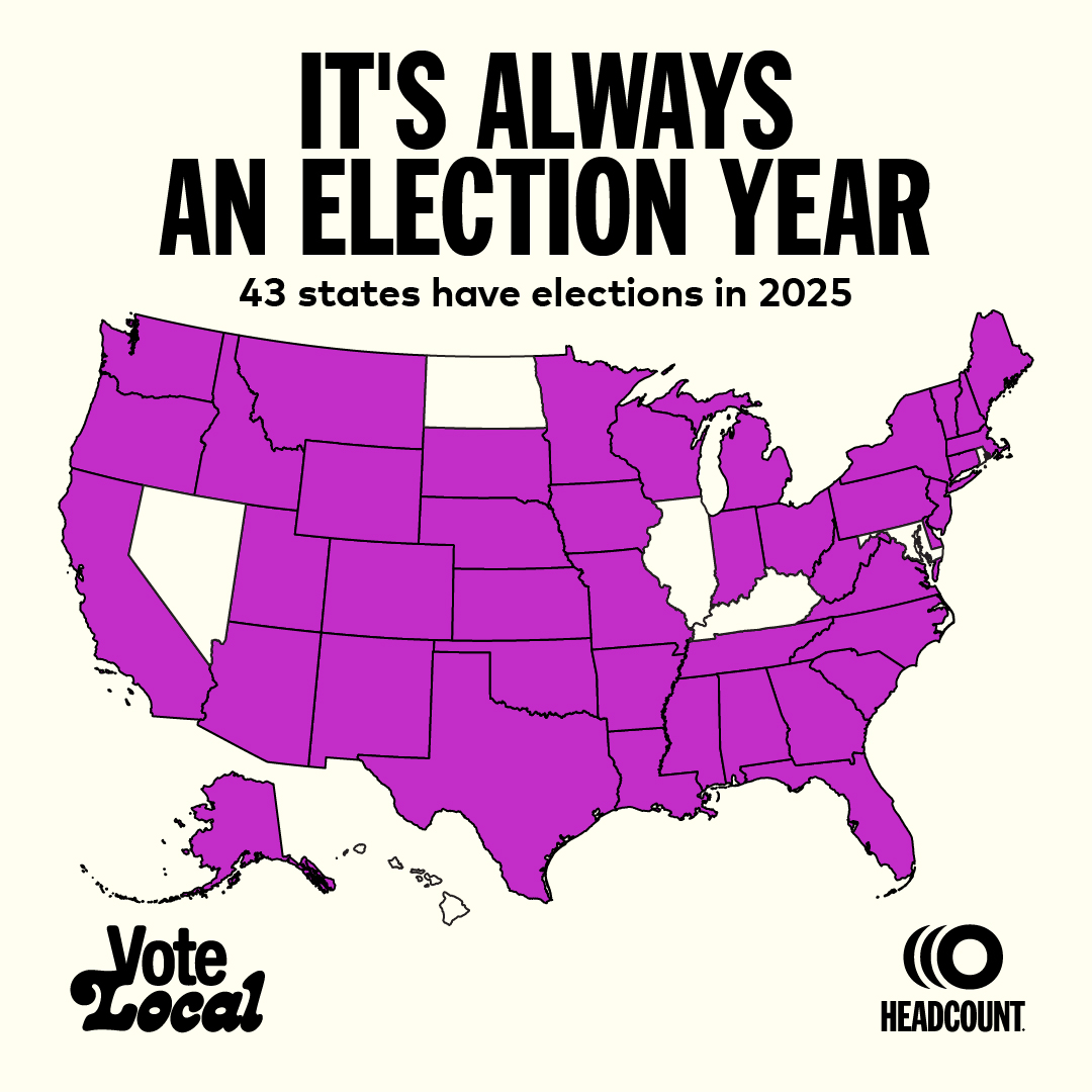 From mayors to school boards and everything in between, there are over 100,000 elections happening this year. 
Make sure you're registered to vote and see what's on your ballot at HeadCount.org/State 
#VoteLocal