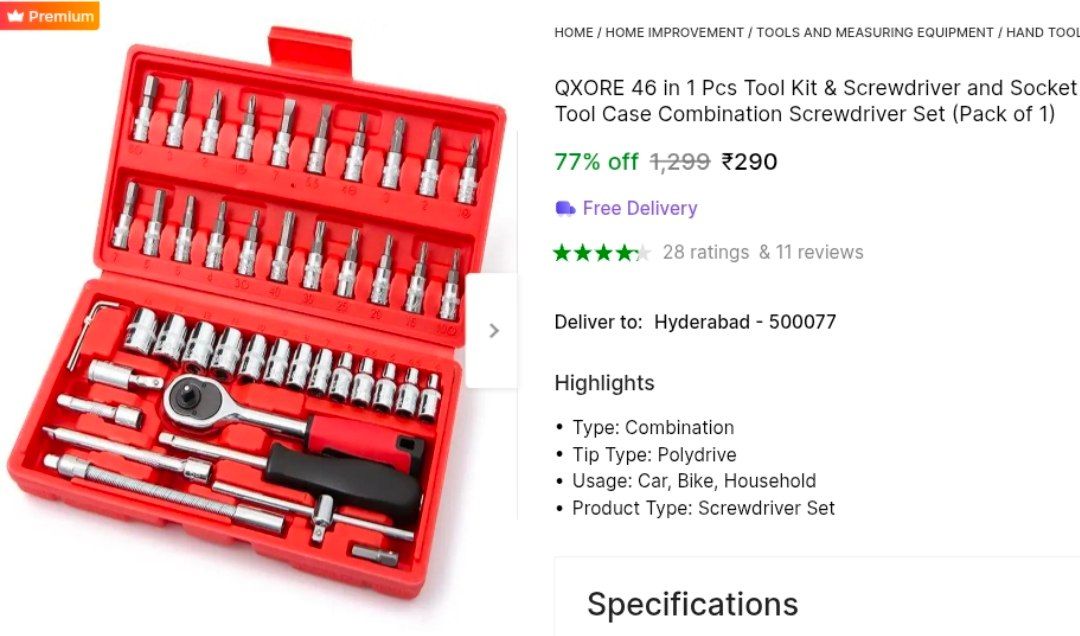 offerguruji's tweet image. LOWEST PRICE: QXORE 46 in 1 Pcs Tool Kit &amp;amp; Screwdriver and Socket Set @ ₹290

Buy👉 bitli.in/84DFRDp

#toolkit #toolset #socketset #handtools #kkrvsrr #IPL2025 #lsgvspbsk #LootDeals #OnlineShopping