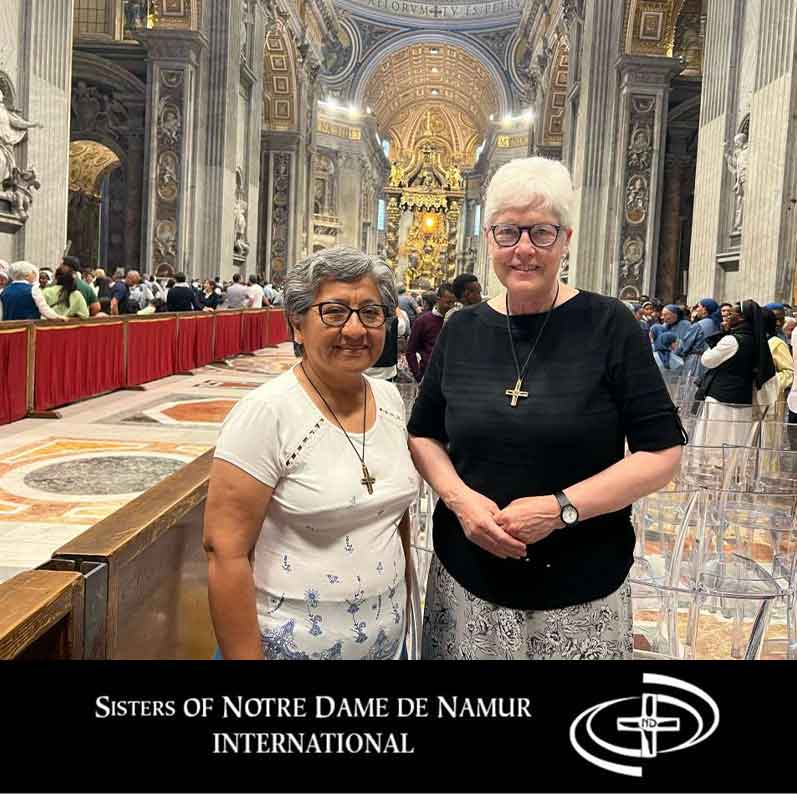 Sisters Miriam and Mary at the Mass on the 8th day of prayer following the funeral of Pope Francis.