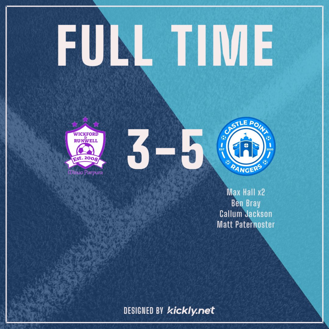 Full time :

Wickford and Runwell 3
Castle Point Rangers 5

You know what that means…..

Champions!!!!!

Allez Allez Allez 

🏆 🏰 🏆🏰 🏆🏰