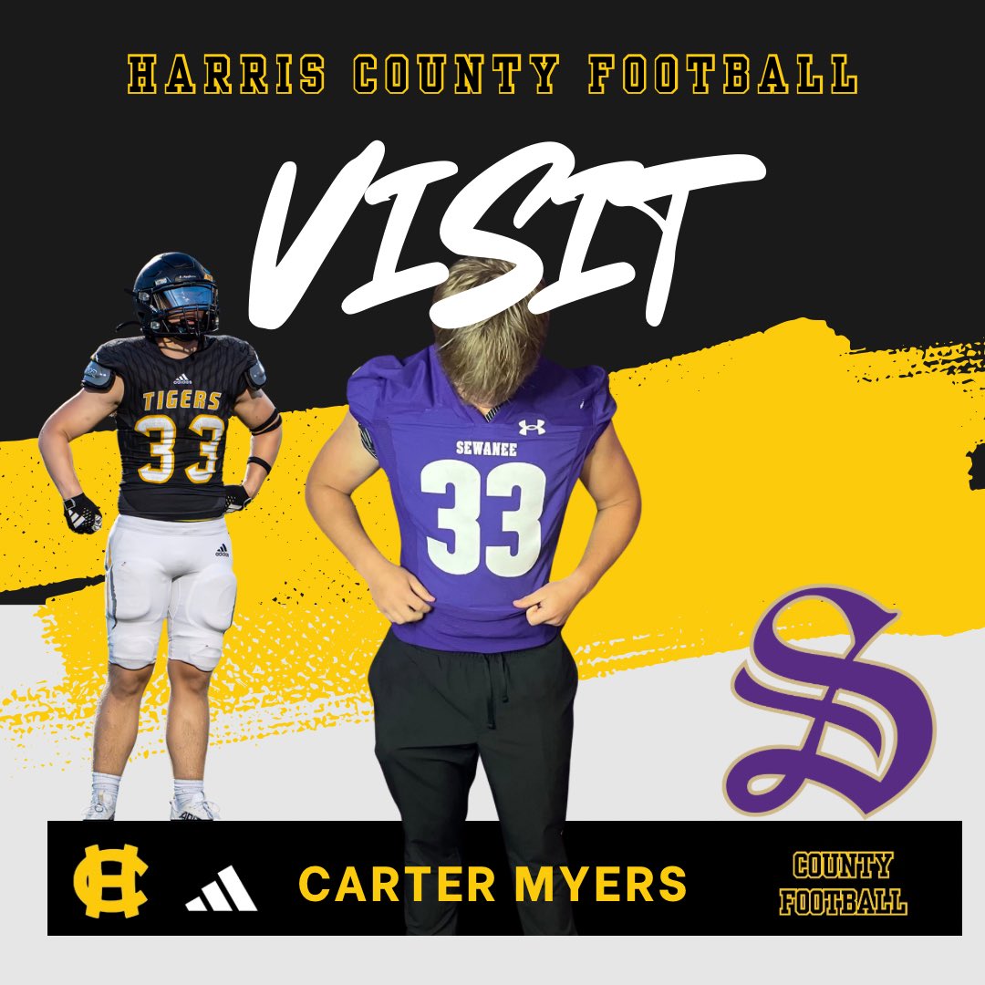 Harris County Football (@countyfootball1) on Twitter photo Carter Myers went to visit <a href="/SewaneeFootball/">Sewanee Football</a> this weekend. More to come for this DUDE! <a href="/Coach_Twatson66/">Tommy Watson</a> <a href="/BrooksAustinBA/">Brooks Austin</a> <a href="/RecruitGeorgia/">Recruit Georgia</a> <a href="/Get__Recruited/">Get Recruited</a> <a href="/PrepRedzoneGA/">Prep Redzone Georgia</a> <a href="/BigFaceSportss/">BigFaceSports, (Recruiting & Scouting)</a> Carter Myers went to visit <a href="/SewaneeFootball/">Sewanee Football</a> this weekend. More to come for this DUDE! <a href="/Coach_Twatson66/">Tommy Watson</a> <a href="/BrooksAustinBA/">Brooks Austin</a> <a href="/RecruitGeorgia/">Recruit Georgia</a> <a href="/Get__Recruited/">Get Recruited</a> <a href="/PrepRedzoneGA/">Prep Redzone Georgia</a> <a href="/BigFaceSportss/">BigFaceSports, (Recruiting & Scouting)</a>