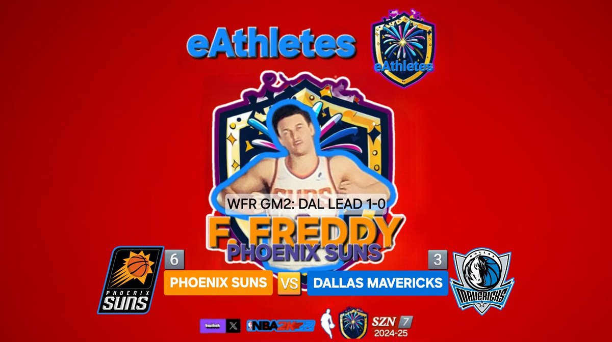 eAthletes_eNBA's tweet photo. eAthletes🎇🏀 eNBA WFR GM 2: DAL lead 1-0
#Phoenix Suns 🆚️ #Dallas Mavericks
ft. PG|SG 2 F. FREDDY🎇 (PHX)
#Live 📺 https://t.co/MesUfSpbfj
#NBA SZN7️⃣.Playoffs #PHXDAL
#SunsUp #MFFL
#PS4 #PS4Live #NBA2K22 #Twitch
#videogames #Gaming #eSports https://t.co/BczghmpVRM