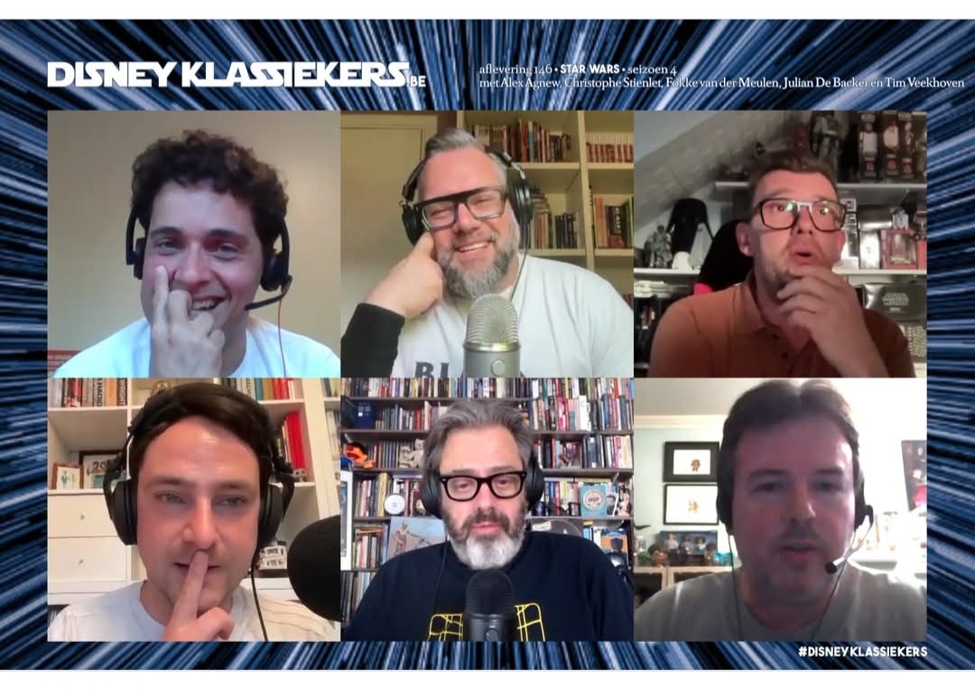 Gezellig over Krieg der Sterne leuteren met <a href="/robinbroos/">Robin Broos</a>, <a href="/fokke_vdm/">Fokke van der Meulen</a>, <a href="/christostienlet/">Christophe Stienlet</a>, <a href="/AgnewAlex/">Alex Agnew</a> en <a href="/Sompeetalay/">Sompeetalay</a> naar aanleiding van May the 4th. Op alle kanalen of rechtstreeks via disneyklassiekers.be