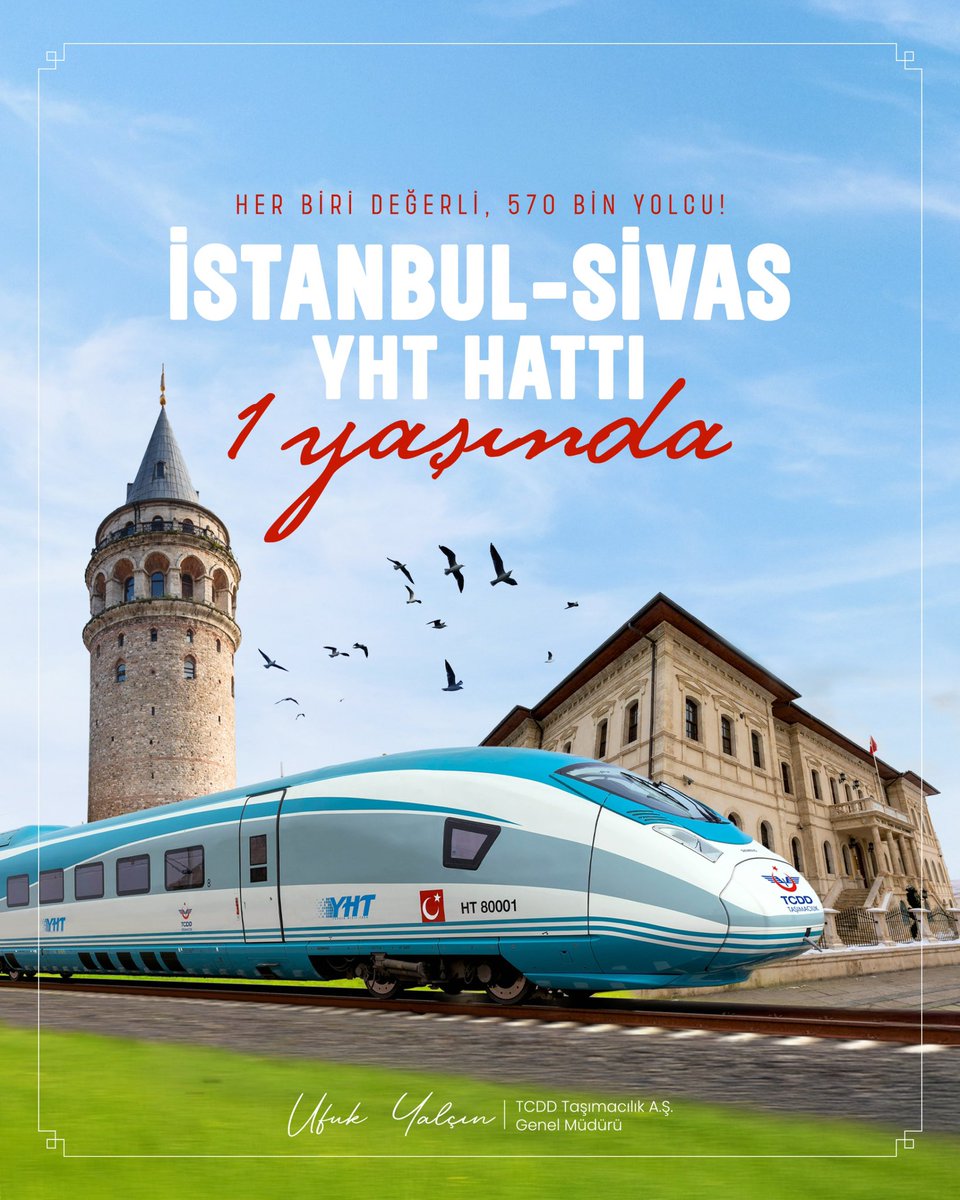 🚄Ulaştırma ve Altyapı Bakanımız Sn. <a href="/a_uraloglu/">Abdulkadir URALOĞLU</a> öncülüğünde hizmete alınan Ankara-Sivas YHT Hattı’nın açılışından yalnızca 1️⃣ yıl sonra İstanbul-Sivas YHT seferlerini vatandaşlarımızla buluşturduk.  

4 Mayıs 2024 tarihinden bugüne değin 570 bin yolcumuzun seyahatine sürat,