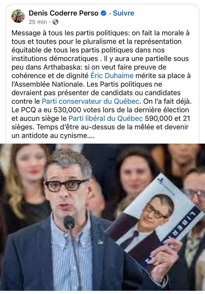 E_Duhaime's tweet image. Message de Denis Coderre envoyé aujourd’hui à tous les partis politiques au Québec: