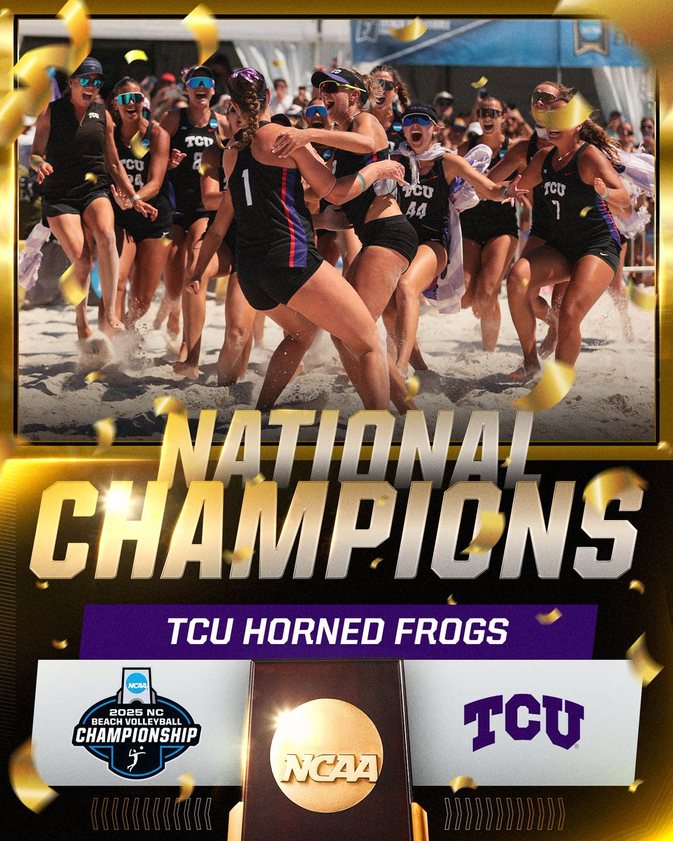 NCAA Women's Volleyball (@ncaavolleyball) on Twitter photo TCU TAKES HOME THEIR FIRST EVER TITLE ON THE BEACH! ๐ธ๐
(2) <a href="/TCUBeachVB/">TCU Beach Volleyball</a> defeats (4) LMU, 3-2, to win their first National Championship in program history!
#NCAABeachVB TCU TAKES HOME THEIR FIRST EVER TITLE ON THE BEACH! ๐ธ๐
(2) <a href="/TCUBeachVB/">TCU Beach Volleyball</a> defeats (4) LMU, 3-2, to win their first National Championship in program history!
#NCAABeachVB