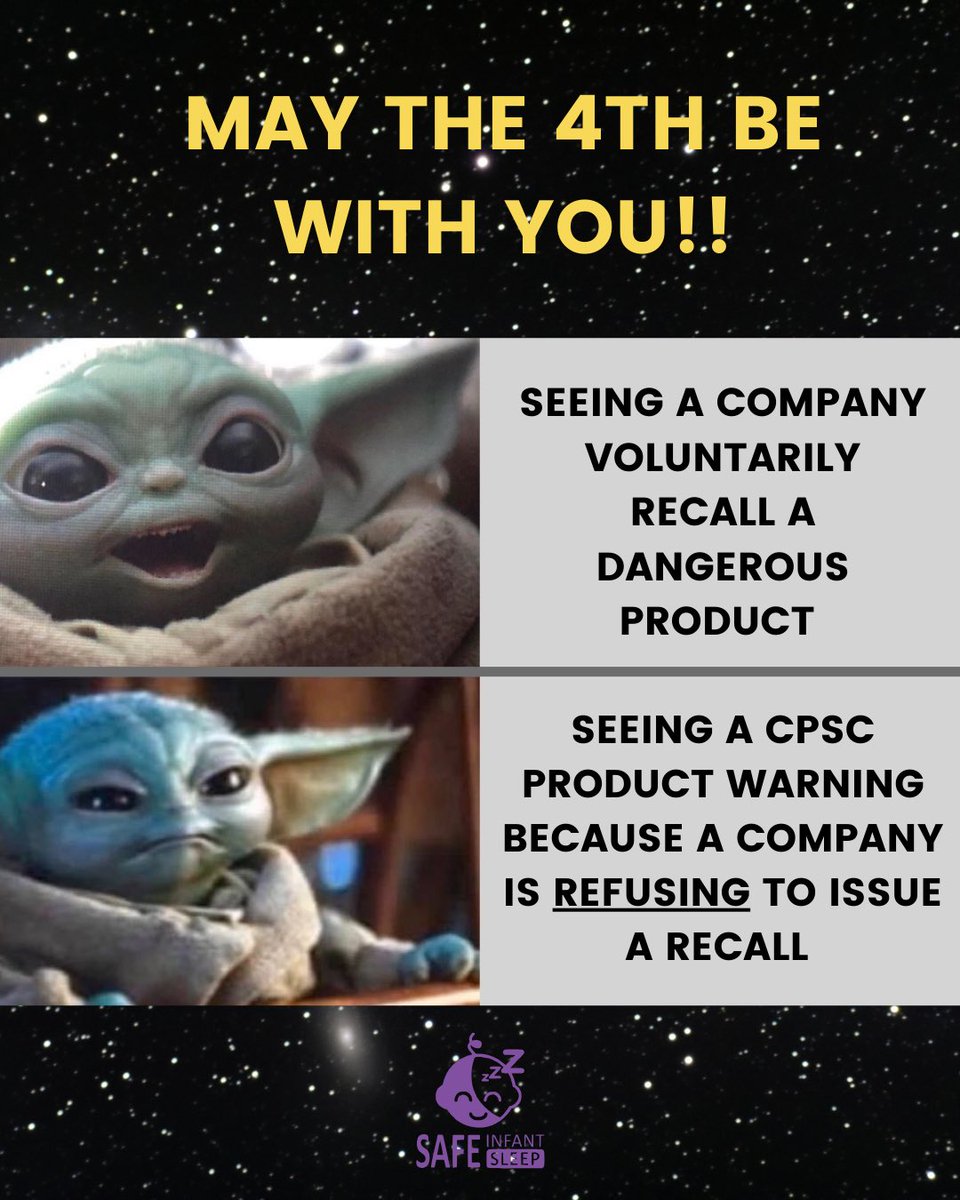 Did you know a CPSC product warning isn’t less serious just because it’s not a recall? 

May the 4th be with you &amp; keep those littles sleeping safely❤️ 
#safesleep #safeinfantsleep