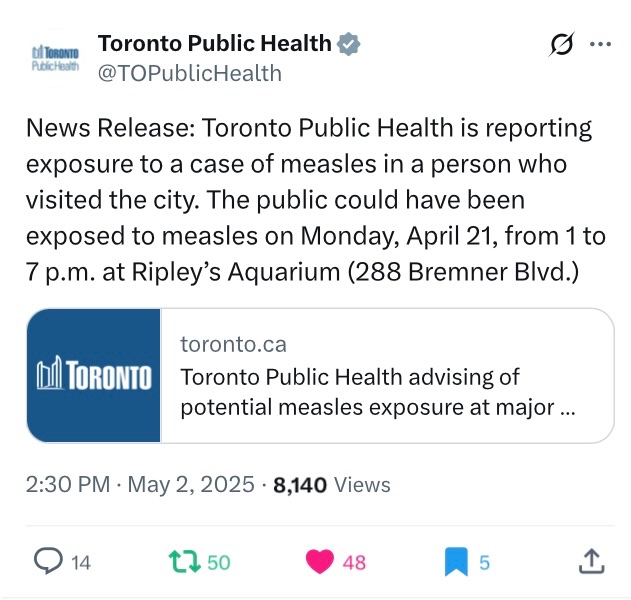 MamaToronto's tweet image. Measles is &amp;amp; has been HERE
Now
WE are in a huge ON #MeaslesIsAirborne outbreak
NY = travel advisory TO ON
Our 💉rates aren’t enough

🚨follow @ONSchoolSafety ex &amp;amp;📣for #VaccinesPlus #CleanAirNow solns in #onted 
🧵


Next best time=now
#WeAllShareIndoorAir