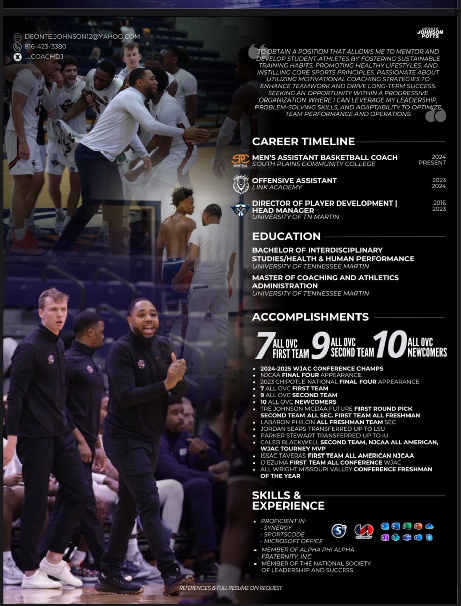 __CoachDJ's tweet image. I’m currently exploring new opportunities with over 9 years in player development &amp;amp; assistant coaching experience at the prep, Juco, and D1 levels