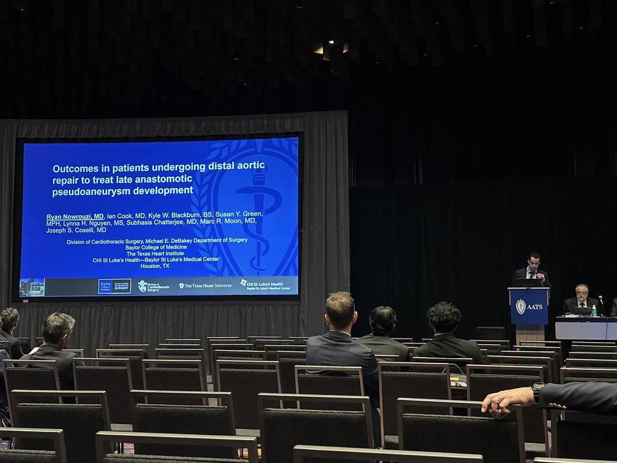 Kyle Blackburn (@kylewblackburn) on Twitter photo Great talk from Dr. Ryan Nowrouzi on anastomotic pseudoaneurysm in patients receiving a distal aortic repair. #AATS2025 <a href="/BCM_Surgery/">BCM_Surgery</a> Great talk from Dr. Ryan Nowrouzi on anastomotic pseudoaneurysm in patients receiving a distal aortic repair. #AATS2025 <a href="/BCM_Surgery/">BCM_Surgery</a>