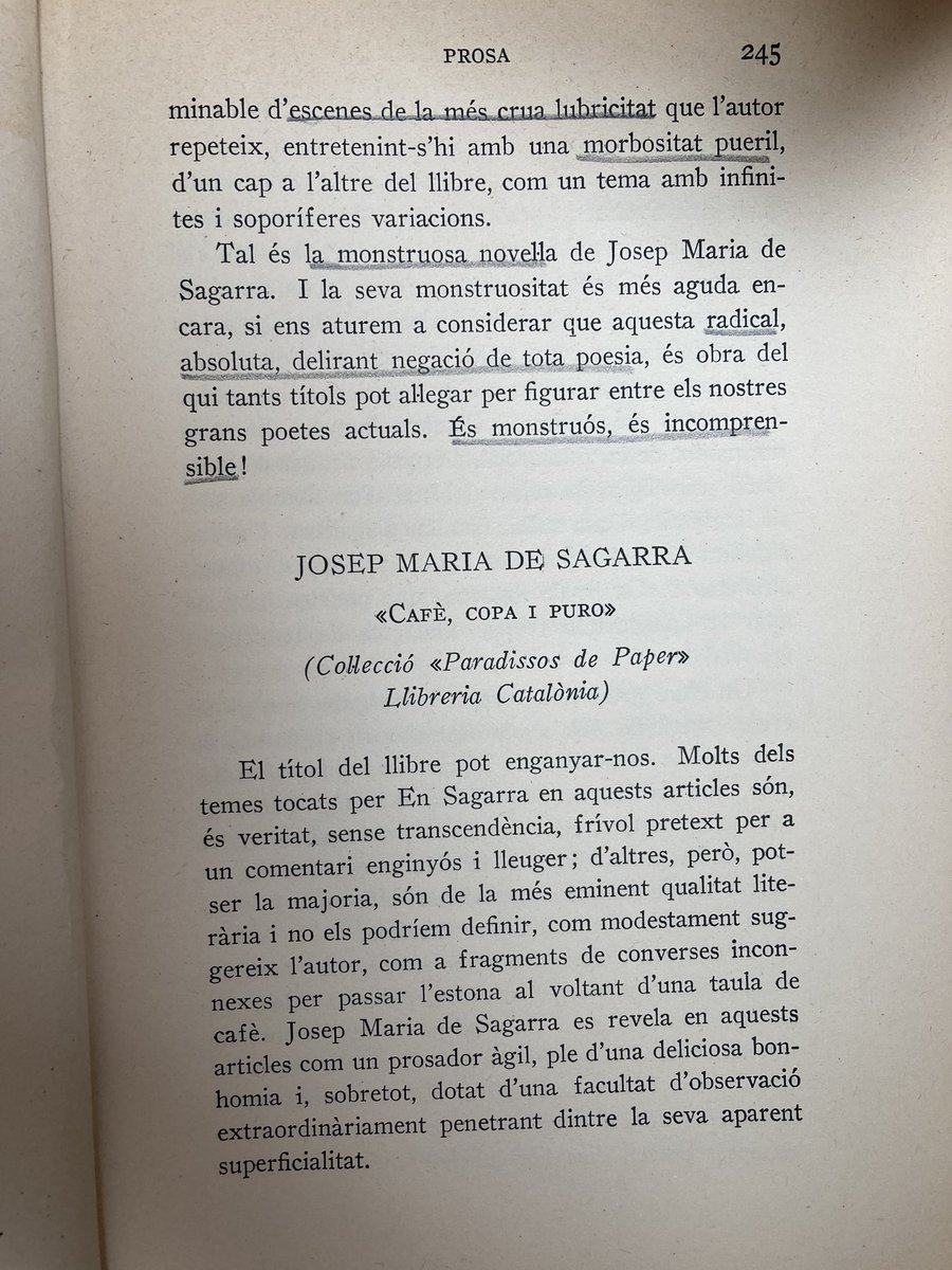 Una cultura ha de tenir de tot: també els escarafalls de crítics catòlics com Manuel de Montoliu escandalitzant-se per la cruesa d’“All i salobre” de Josep Maria de Sagarra.