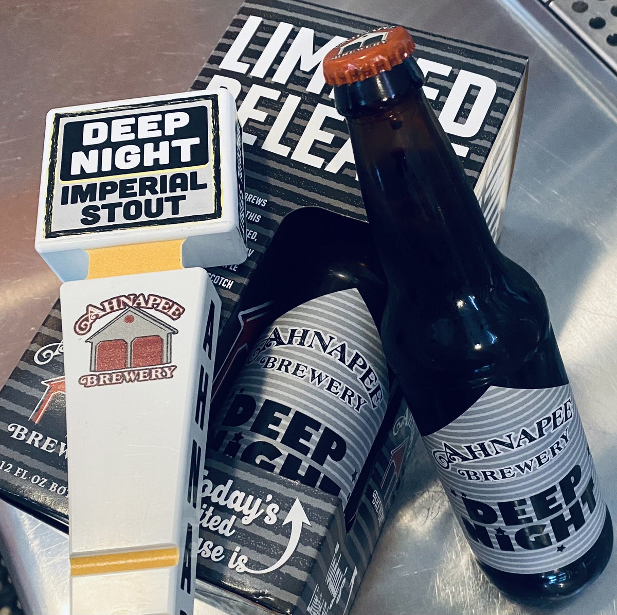 Have you tried Deep Night?! It's our Imperial Stout &amp; our newest release. Dark, rich, roasty &amp; complex.  Enjoy a pint of our Imperial Stout today at either taproom, and then bring home a 4 pack for your cellar! #wibeer