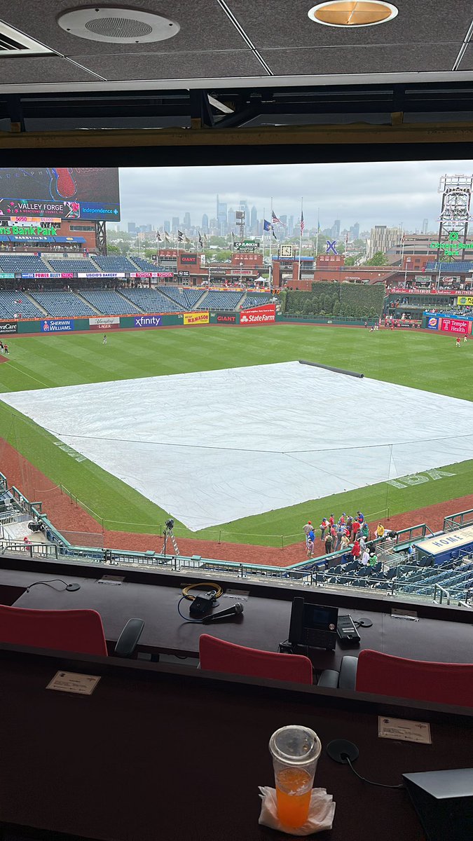 It’s supposed to rain most of the day but after heavy stuff passes, we are expecting to play through light rain.  
Tommy Henry will provide coverage in pen.  Scott McGough to Reno.