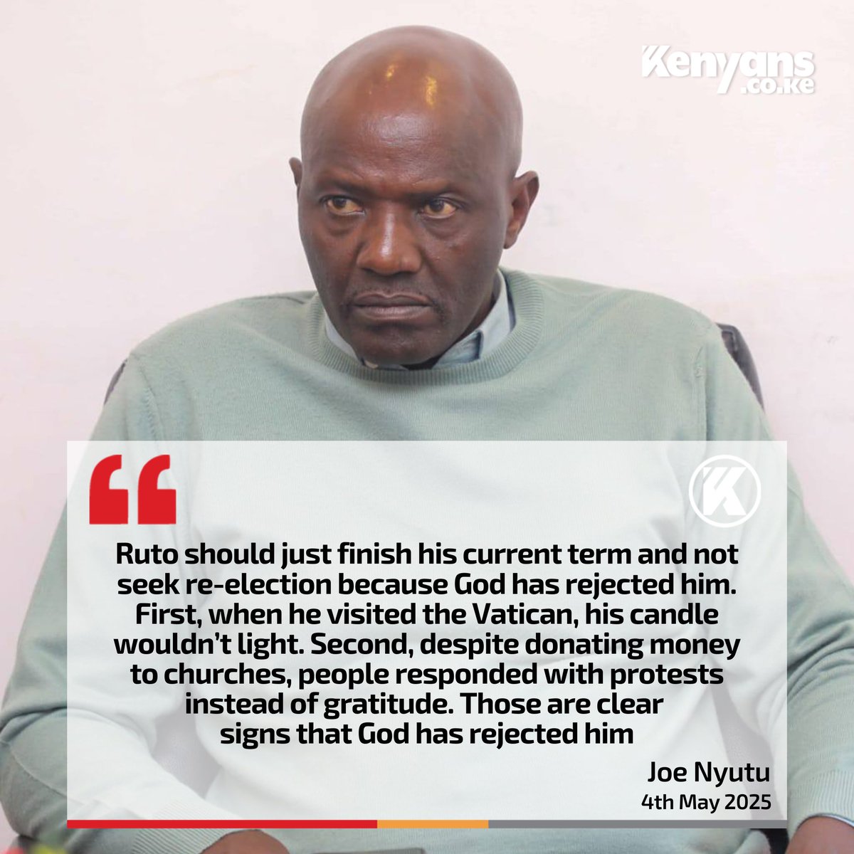 God has rejected Ruto because when he visited the Vatican, his candle wouldn’t light - Senator Joe Nyutu