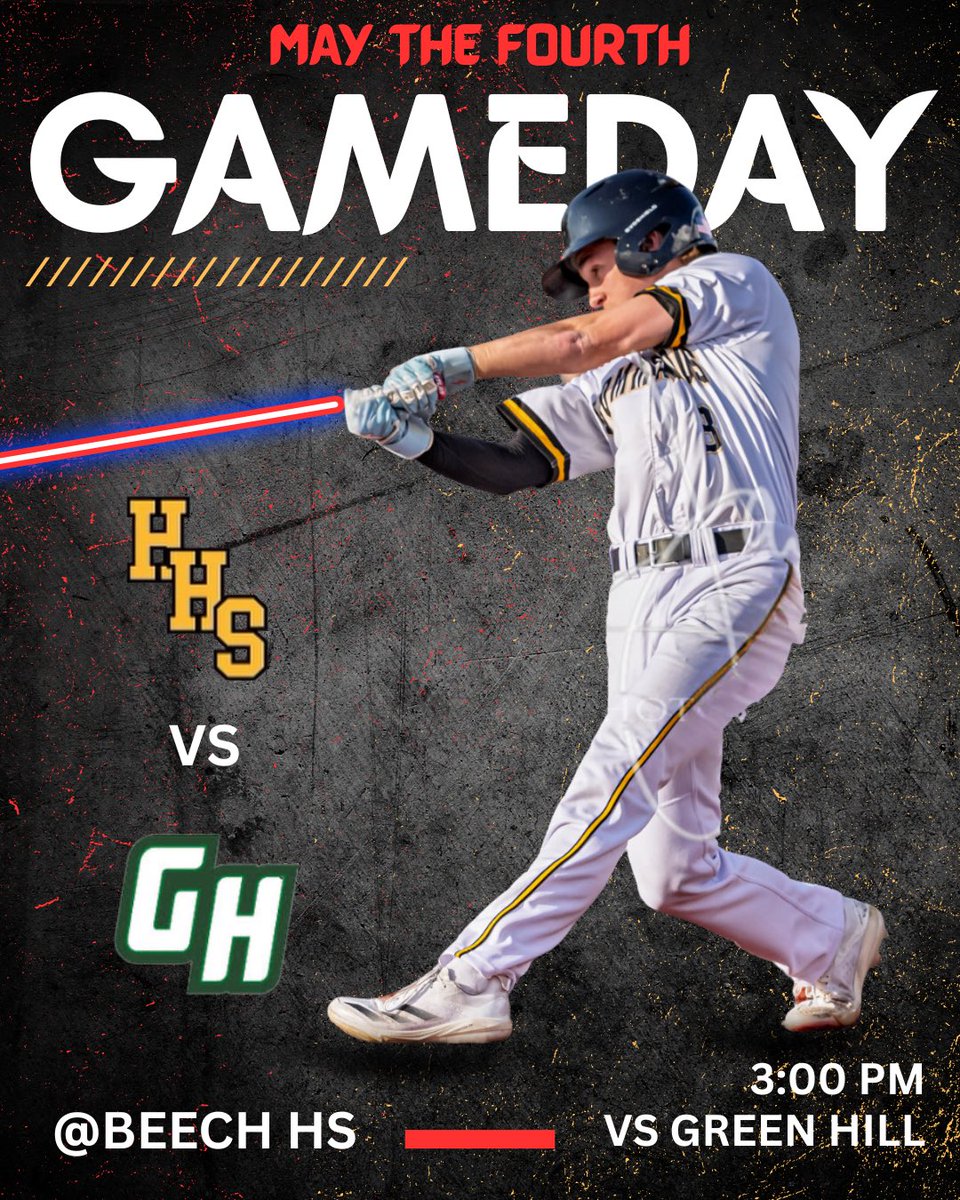 ⚾️ GAMEDAY MAY THE FOURTH ⚾️

🆚 Green Hill HS 
📍 Beech HS 
⏰ 3:00 PM

#commandobaseball