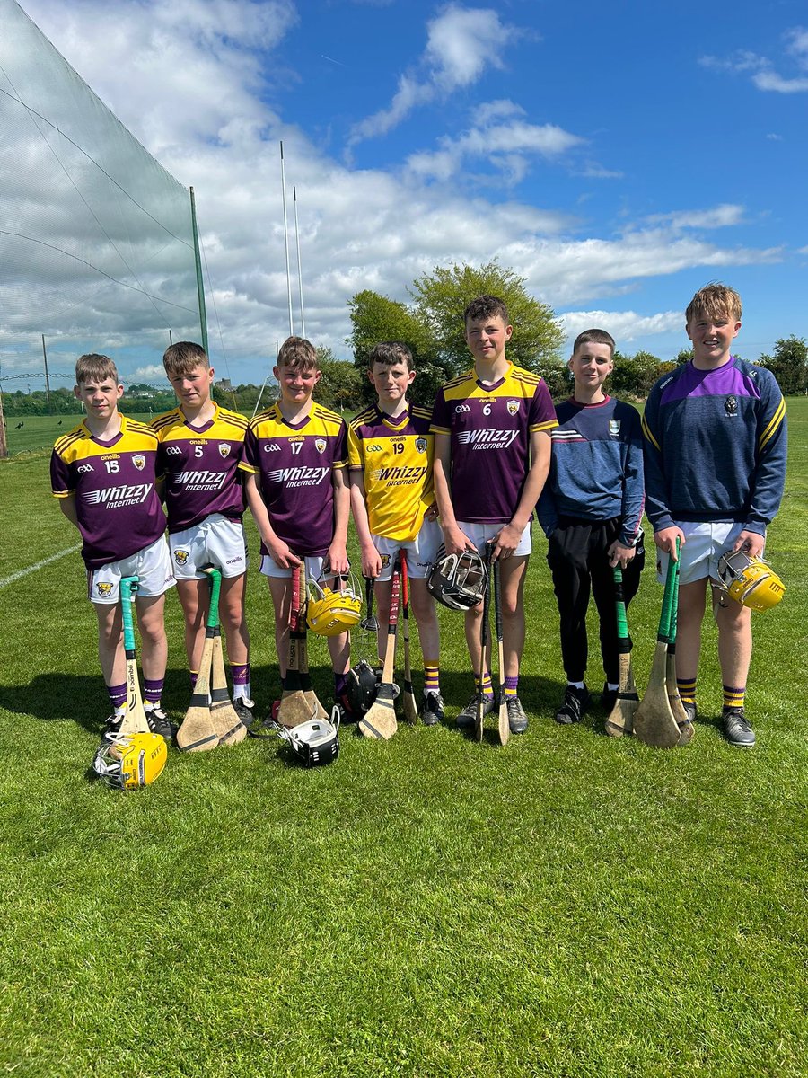 Well done to Alfie Doyle, Harry Murphy, Sam Ellard, Ollie Walsh, Liam Murphy, Darragh Pettitt, Luke Scallan &amp; Tadhg Clifford (missing from pic) who lined out v Kilkenny and Tipp for Wexford u14 hurlers in Ferns COE yesterday! 
#CBSbuilt
🟣🟡