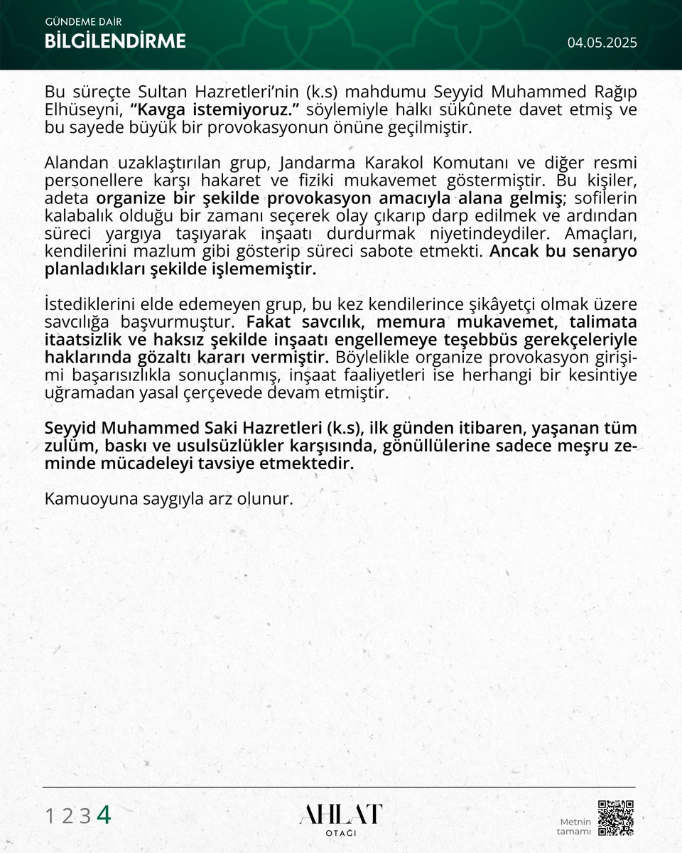 Gündeme Dair Bilgilendirme 

Menzil Köyü'nde yaşanan son gelişmeler