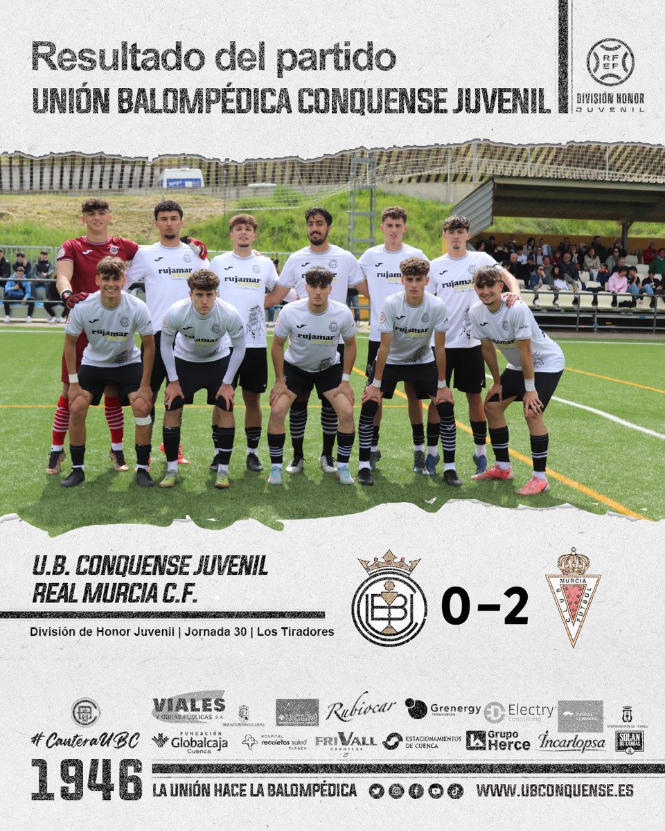 📢 #UBCJuvenilDH❗

No pudo ser..... Dura derrota en el último partido de la temporada de nuestros 🦁 del división de honor. Cuenca y los #Balompedicos estamos muy orgullosos de vosotros. ¡Volveréis a DH seguro! ¡Mucho ánimo chavales!

 #UniónBalompédica #CanteraUBC
