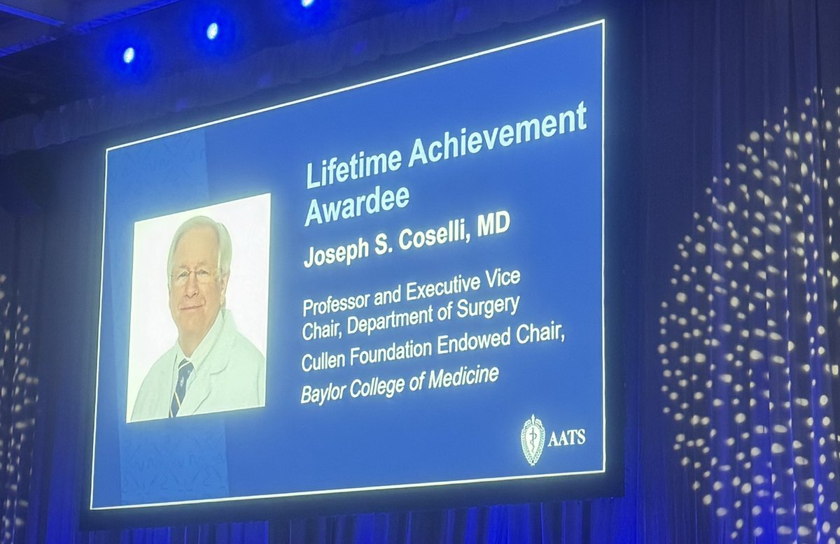 Scott LeMaire (@scottlemaire) on Twitter photo Congratulations to my mentor, <a href="/JCoselli_MD/">Joseph Coselli, MD</a>, on receiving the <a href="/AATSHQ/">AATS</a> Lifetime Achievement Award in recognition of his incredible impact in thoracic aortic surgery. I cannot imagine a more deserving individual. #AATS2025
<a href="/BCM_Surgery/">BCM_Surgery</a> Congratulations to my mentor, <a href="/JCoselli_MD/">Joseph Coselli, MD</a>, on receiving the <a href="/AATSHQ/">AATS</a> Lifetime Achievement Award in recognition of his incredible impact in thoracic aortic surgery. I cannot imagine a more deserving individual. #AATS2025
<a href="/BCM_Surgery/">BCM_Surgery</a>