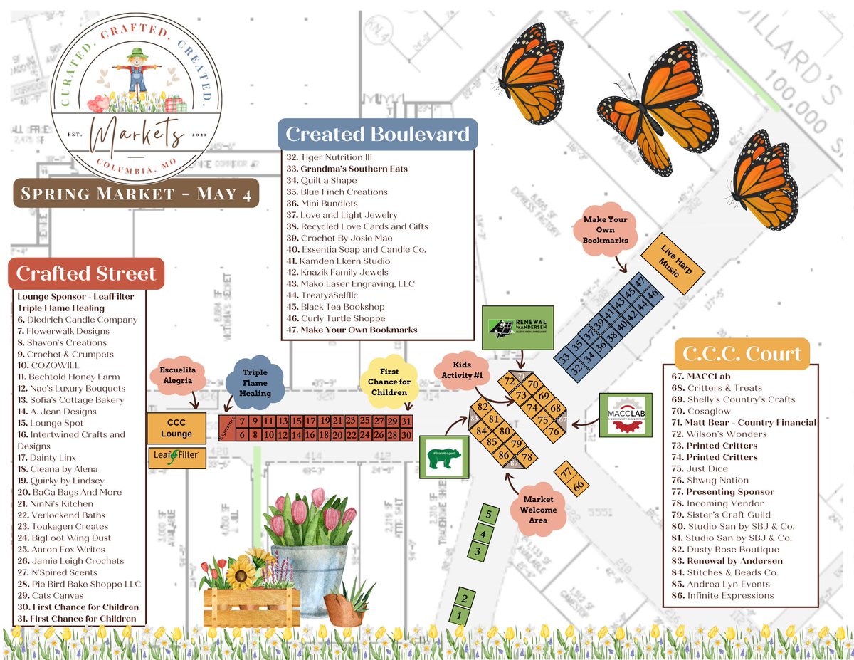 We are out here at the Columbia mall along with many other vendors for the Spring '25 Curated. Crafted. Created. Market until 3:00pm right in front of Attic Salt