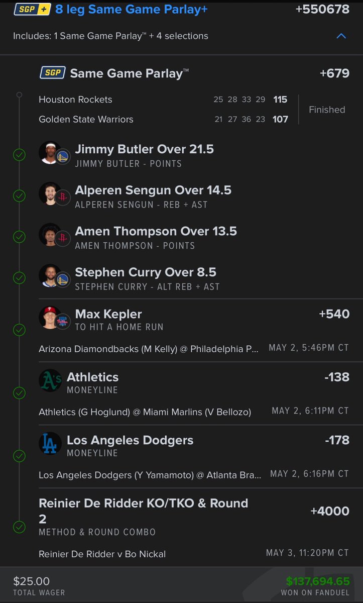 UHHHHHHH im truly never the “one of our subs hit this🤯🤯” guy, but this truly might be the most insane ticket I’ve ever seen. This dude took <a href="/the_bmatt/">BMatthews</a> SGP, my Kepler call, and then the rest is all him. 5500-1. My brain is exploding.