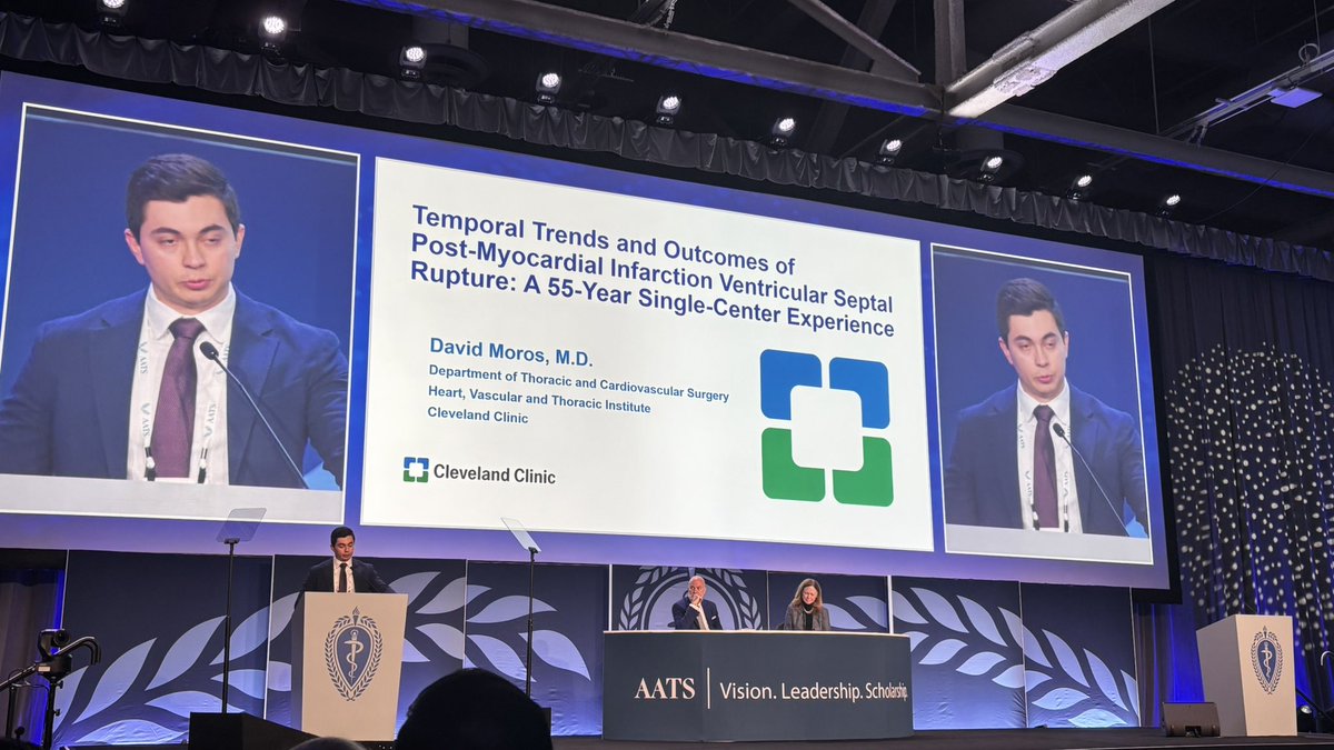 Mahmoud Alshneikat (@mahmoudshneikat) on Twitter photo Happening Now! #AATS2025
Amazing plenary session talk by <a href="/David_Moros17/">David Moros</a> from <a href="/CleClinicHVTI/">Cleveland Clinic Heart, Vascular & Thoracic</a> presenting the 55 years of experience that a center of excellence has in treating Post MI- Ventricular Septal Rupture. Happening Now! #AATS2025
Amazing plenary session talk by <a href="/David_Moros17/">David Moros</a> from <a href="/CleClinicHVTI/">Cleveland Clinic Heart, Vascular & Thoracic</a> presenting the 55 years of experience that a center of excellence has in treating Post MI- Ventricular Septal Rupture.