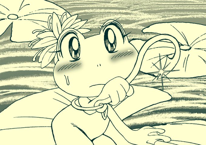 「ツリッキーズ ピン太郎」に登場するカエル・ケロヨさん。将来は子だくさんの人妻さん!🌃✨ 