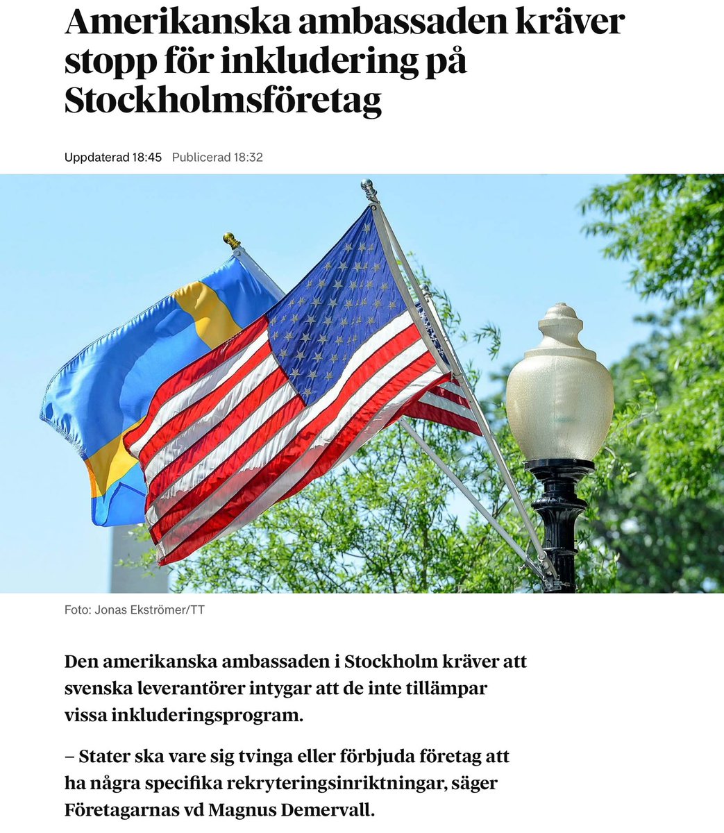 Ambassadpersonalen lär svälta ihjäl. 😂

dn.se/ekonomi/amerik…