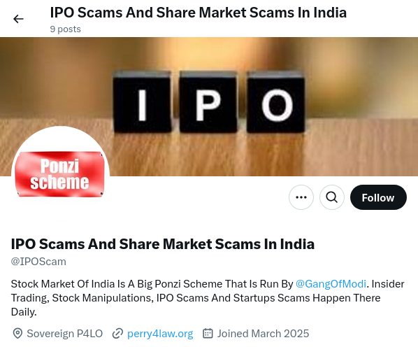 IPO Scams And Share Market Scams In India (@iposcam) on Twitter photo The <a href="/NWOPuppetModi/">NWO Puppet Modi And @HorrorsOfIndia</a> made 100 crore Indians beg for food so that <a href="/GovtBuddies/">Govt Buddies</a>, <a href="/ModiKaGang/">Modi Gang: The NWO Puppets Who Sold India To NWO</a> and <a href="/NWOVultures/">NWO Vultures</a> can suck blood out of middle class of India. High time to make them repay back that wealth and make them liable. <a href="/DoNotInvestNow/">Do Not Invest In Indian IPOs, Startups & Companies</a> in stock market and <a href="/IPOScam/">IPO Scams And Share Market Scams In India</a>. Trump Modi The <a href="/NWOPuppetModi/">NWO Puppet Modi And @HorrorsOfIndia</a> made 100 crore Indians beg for food so that <a href="/GovtBuddies/">Govt Buddies</a>, <a href="/ModiKaGang/">Modi Gang: The NWO Puppets Who Sold India To NWO</a> and <a href="/NWOVultures/">NWO Vultures</a> can suck blood out of middle class of India. High time to make them repay back that wealth and make them liable. <a href="/DoNotInvestNow/">Do Not Invest In Indian IPOs, Startups & Companies</a> in stock market and <a href="/IPOScam/">IPO Scams And Share Market Scams In India</a>. Trump Modi