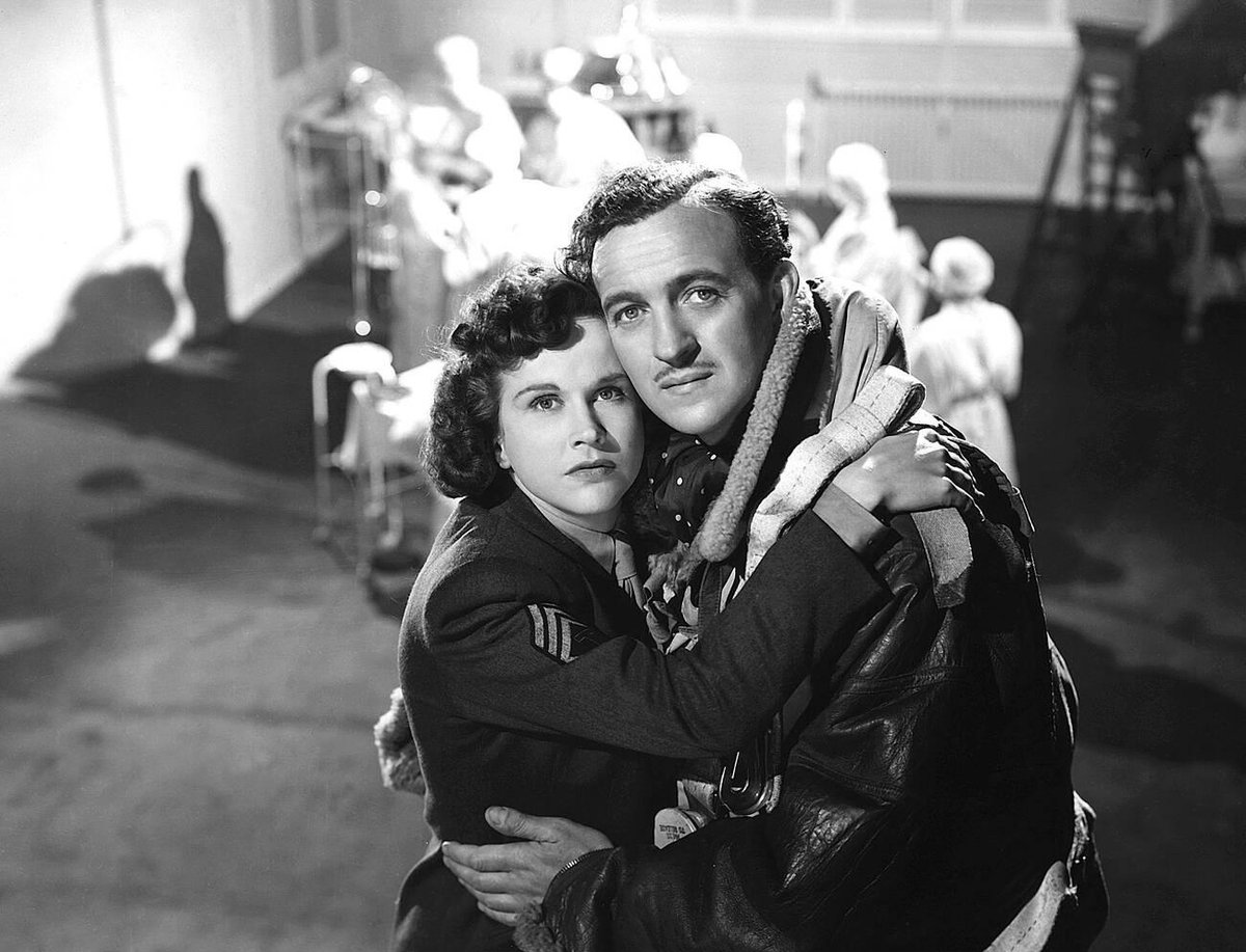 Kim Hunter and David Niven in a publicity still for A Matter of Life and Death (1946)