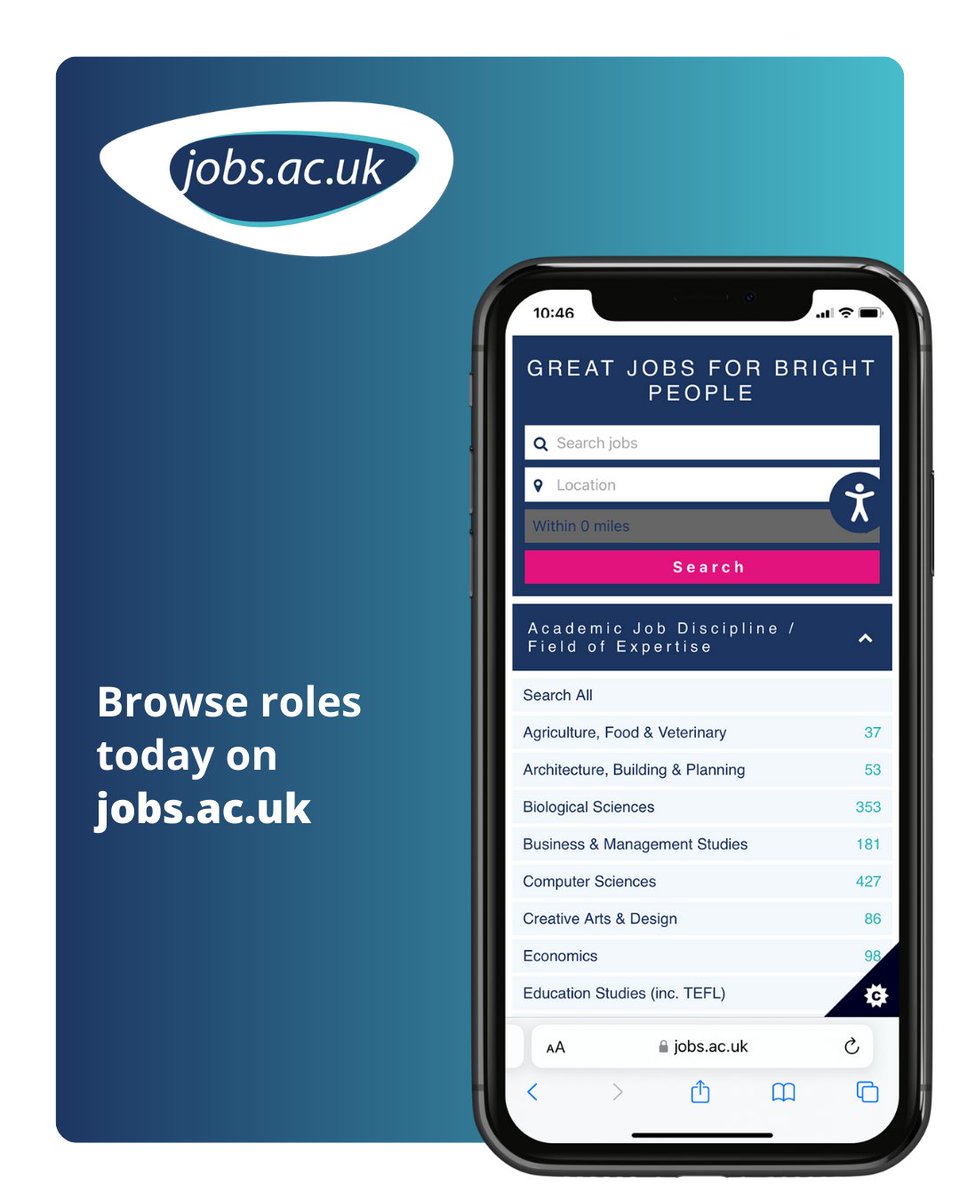 jobsacuk's tweet image. Browse thousands of roles today on our job board and find your ideal career: jobs.ac.uk

#Career #jobsacuk #JobBoard #JobSearch