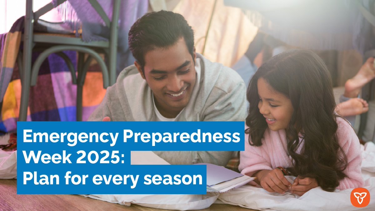 May 4th to 10th is Emergency Preparedness Week! Emergencies can happen any time of the year - be prepared &amp; plan for every season.
Learn more: ontario.ca/page/emergency…