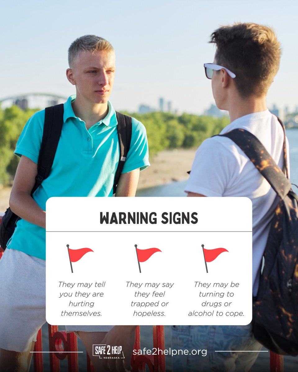 You can't always tell when a friend is contemplating suicide, but there can be warning signs. 

If you are worried about a friend and don't know what to do, our crisis counselors are standing by 24/7: safe2helpne.org #ChildrensMentalHealthWeek
