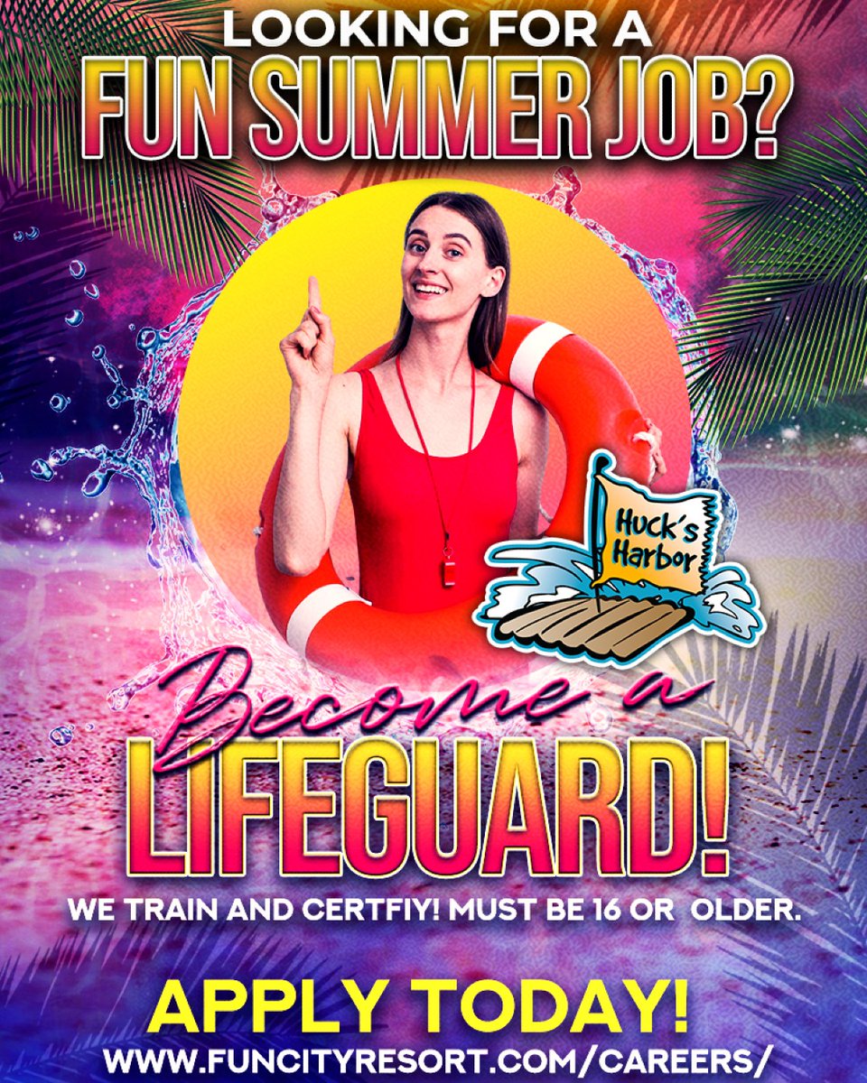Calling all water enthusiasts! Spend your summer saving lives and enjoying the sun ☀️ Apply now to join our elite team and make a splash 💦 Don't miss out on this opportunity to fulfill your dreams!"🌊💦🏊‍♂️

Apply now funcityresort.com/careers/