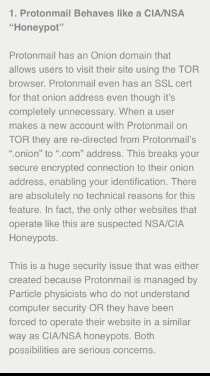 'Protonmail behaves like a CIA/NSA honeypot'