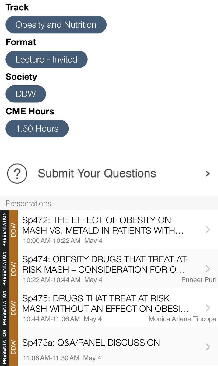 Mónica Tincopa MD MSc (@monicatincopa) on Twitter photo Happening now in SDCC 32 <a href="/DDWMeeting/">Digestive Disease Week</a>
#Obesity and Advanced #LiverDisease
With <a href="/NoureddinMD/">Mazen Noureddin, MD, MHSc</a> moderating
<a href="/juanpabloarab/">Juan Pablo (JP) Arab, MD </a> discussing #ETOH and obesity
<a href="/PuneetPuri18/">Puneet Puri</a> discussing #AOM & #MASH
I will discuss the role of treatments that don’t also impact obesity in MASH 🤔 Happening now in SDCC 32 <a href="/DDWMeeting/">Digestive Disease Week</a>
#Obesity and Advanced #LiverDisease
With <a href="/NoureddinMD/">Mazen Noureddin, MD, MHSc</a> moderating
<a href="/juanpabloarab/">Juan Pablo (JP) Arab, MD </a> discussing #ETOH and obesity
<a href="/PuneetPuri18/">Puneet Puri</a> discussing #AOM & #MASH
I will discuss the role of treatments that don’t also impact obesity in MASH 🤔