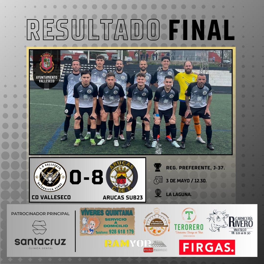 CD Valleseco Naturaleza Verde GC (@cdvallesecogc73) on Twitter photo Derrota. โ
โก๏ธ El primer equipo pierde tras la visita del Arucas Sub23.
ยกA seguir trabajando! โ๏ธ
#๐ฅ๐๐๐๐๐๐ฎ๐๐๐๐๐๐ถ๐๐น๐๐๐๐๐๐๐ค๐ค Derrota. โ
โก๏ธ El primer equipo pierde tras la visita del Arucas Sub23.
ยกA seguir trabajando! โ๏ธ
#๐ฅ๐๐๐๐๐๐ฎ๐๐๐๐๐๐ถ๐๐น๐๐๐๐๐๐๐ค๐ค