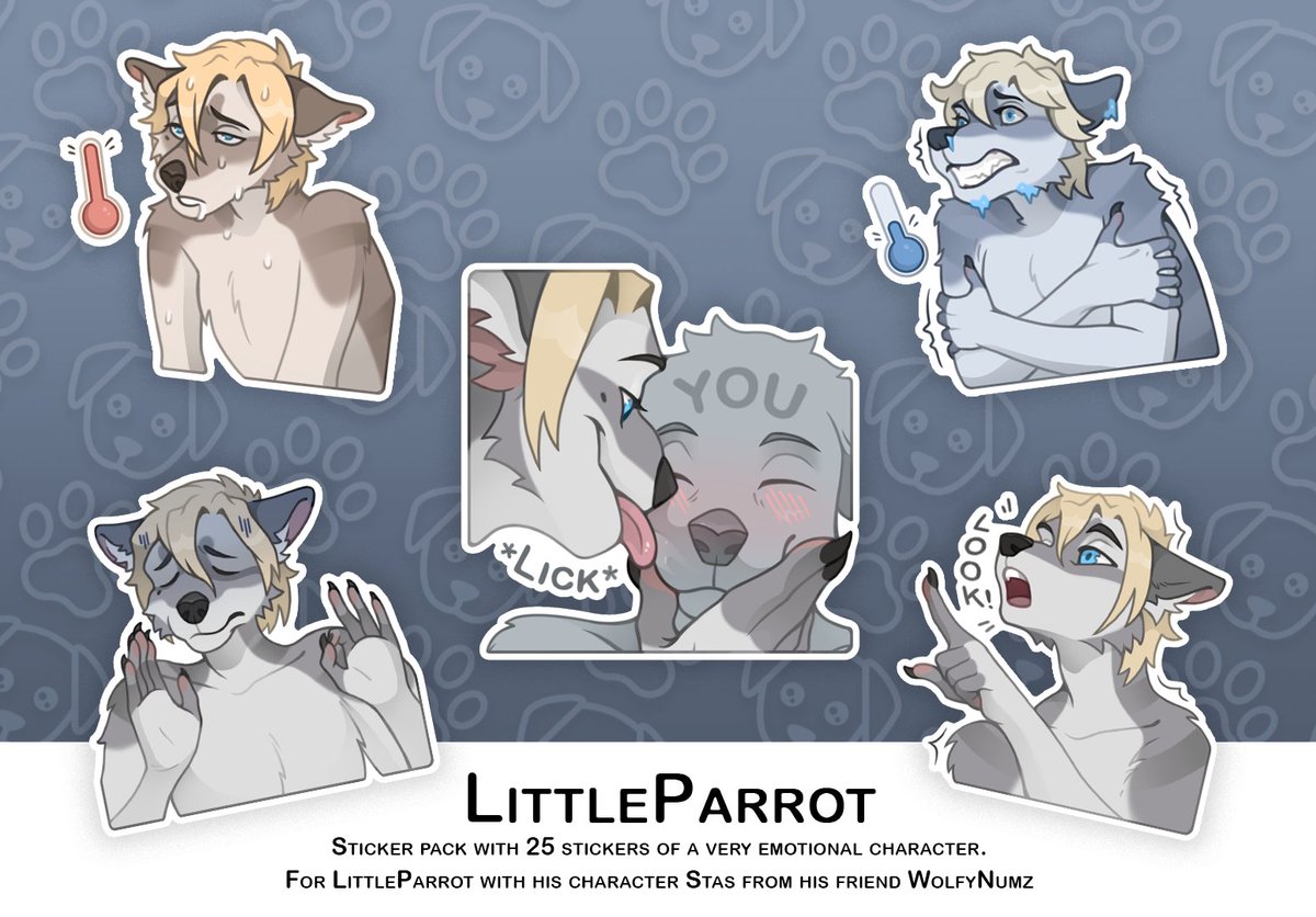 HofferSanchez's tweet photo. A small fragment of 30 custom stickers for @LittleBudgi from his friend @WolfyNumz
#Stickerpack #furry https://t.co/uB94Oj355f