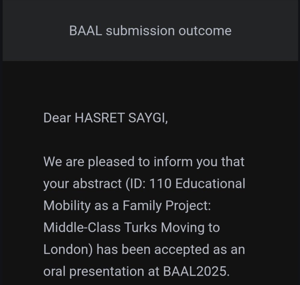 Hasret Saygı (@hasretsaygi) on Twitter photo I will be presenting our research with Dr. Sara Young from <a href="/ucl/">UCL</a> at #BAAL2025 in Glasgow! We’ll be talking about educational mobility and middle-class Turkish families moving to London. Looking forward to reconnecting with colleagues and meeting new peers in the field! <a href="/__BAAL/">BAAL: British Association for Applied Linguistics</a> I will be presenting our research with Dr. Sara Young from <a href="/ucl/">UCL</a> at #BAAL2025 in Glasgow! We’ll be talking about educational mobility and middle-class Turkish families moving to London. Looking forward to reconnecting with colleagues and meeting new peers in the field! <a href="/__BAAL/">BAAL: British Association for Applied Linguistics</a>