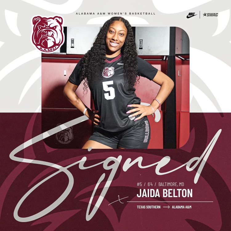 Sleeper Athletes Ladies Basketball (@sathleteslbb) on Twitter photo Former #TexasSouthern #Tigers F/C Jaida Belton has signed with the #AAMU #Bulldogs
<a href="/DivaCoachAAMU/">Dawn Thornton</a> | <a href="/aamuwbb/">AAMU LADY BULLDOGS</a> Former #TexasSouthern #Tigers F/C Jaida Belton has signed with the #AAMU #Bulldogs
<a href="/DivaCoachAAMU/">Dawn Thornton</a> | <a href="/aamuwbb/">AAMU LADY BULLDOGS</a>