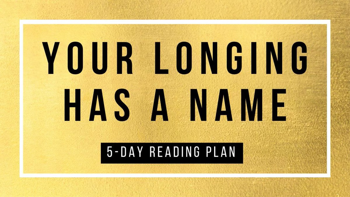 Dominic Done (@dominicdone) on Twitter photo If youāre on <a href="/YouVersion/">YouVersion Bible App</a>, hereās a five-day plan drawn from Your Longing Has a Name. I hope it encourages you!
bible.com/en/reading-pla⦠If youāre on <a href="/YouVersion/">YouVersion Bible App</a>, hereās a five-day plan drawn from Your Longing Has a Name. I hope it encourages you!
bible.com/en/reading-plaā¦